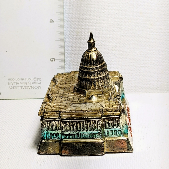 Vintage Trinket Box, U. S. Capitol, Souvenir, Washington DC, Metal, Japan, - Picture 3 of 10